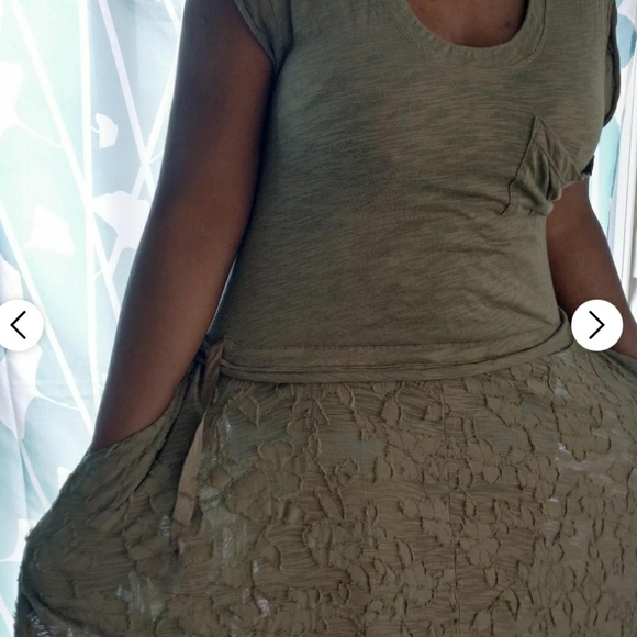 FREE PEOPLE Beach Olive Mixed media Maxi dress S - Picture 2 of 4